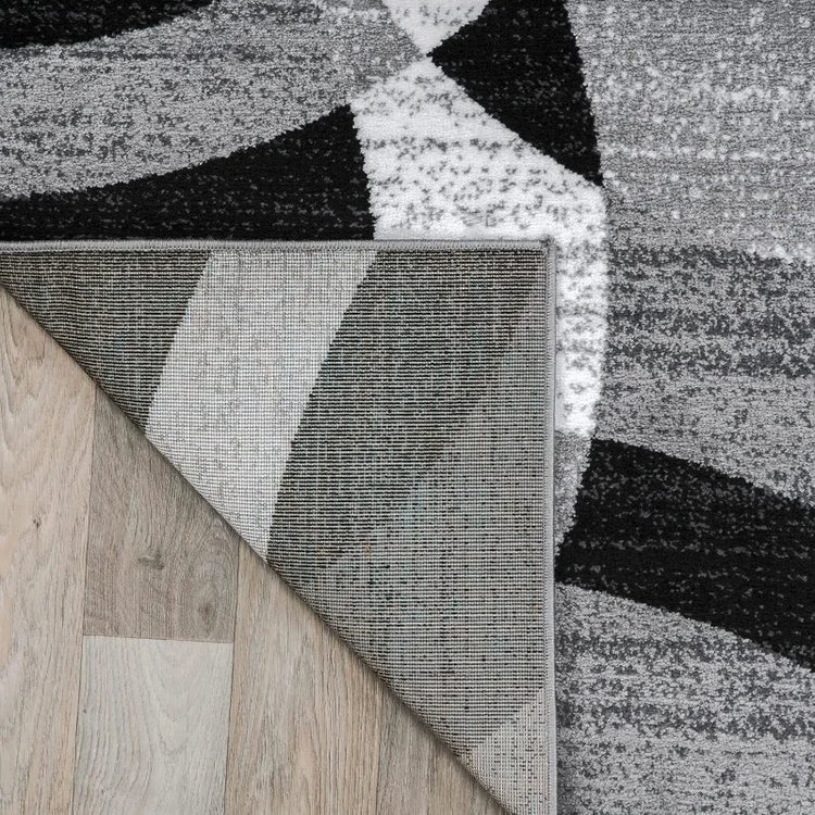 Gray Abstract Circle 12x15 Area Rug
