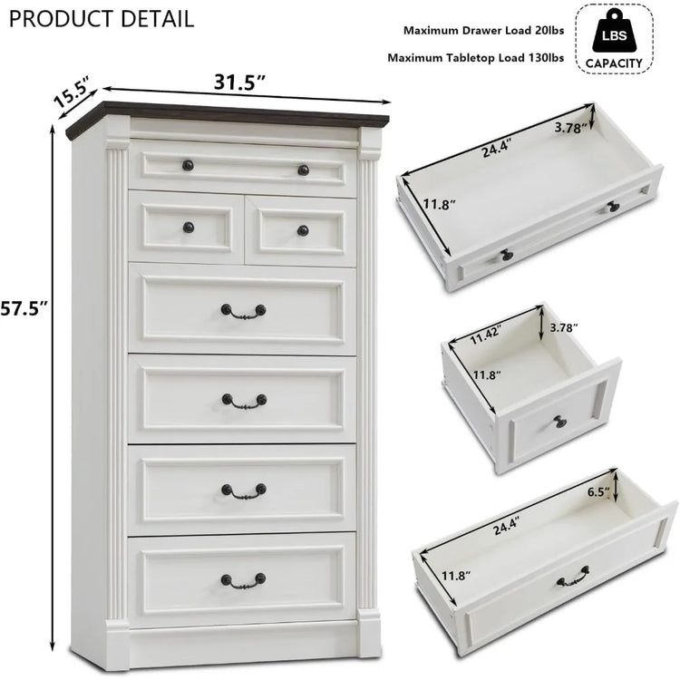Farmhouse 7-Drawer Tall Dresser