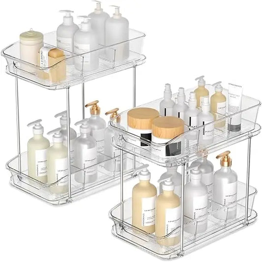 2-Tier Pull-Out Cabinet Organizer with Dividers