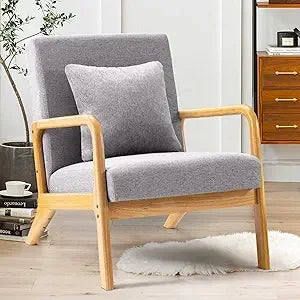 Mid-Century Modern Accent Chair with Lumbar Pillow