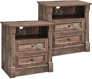 Farmhouse 2-Piece Nightstand Set with Charging Station