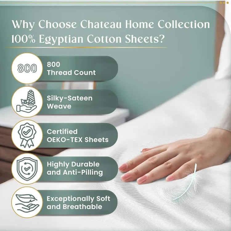 White Egyptian Cotton Queen Sheet Set