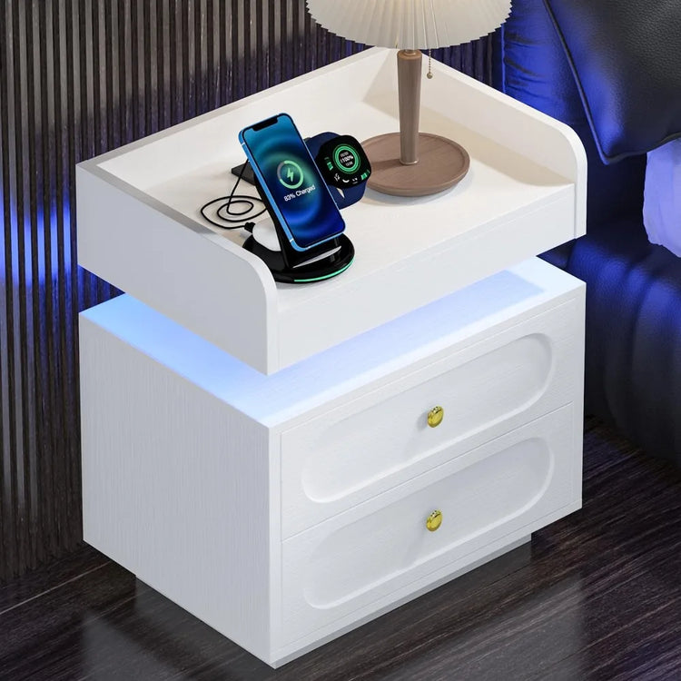 Modern LED Nightstand with Charging Station