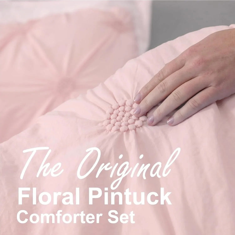 Blush Pink 3D Floral Full/Queen Comforter Set