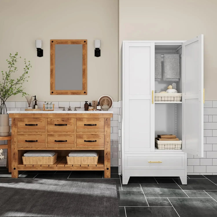 71" Metal Armoire Wardrobe with Drawers