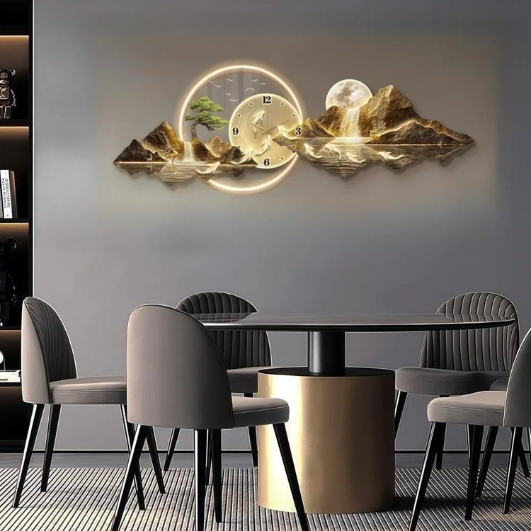 Modern 3D LED Wall Clock – Mountain View Design