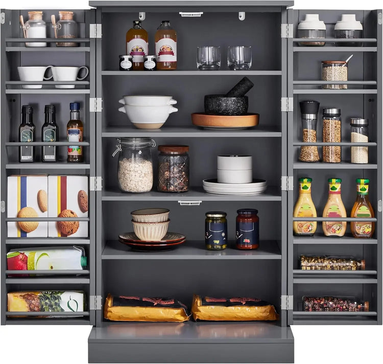 Kitchen Pantry Cabinet with Doors & Adjustable Shelves