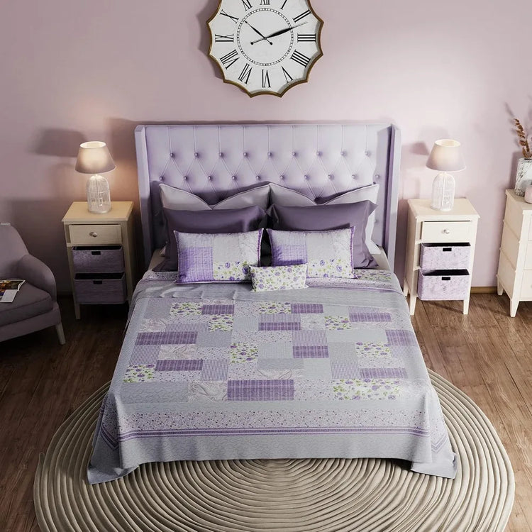 2-Piece Lavender Rose Twin Quilt Set