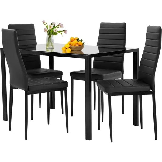 Modern Glass Dining Table Set for 4