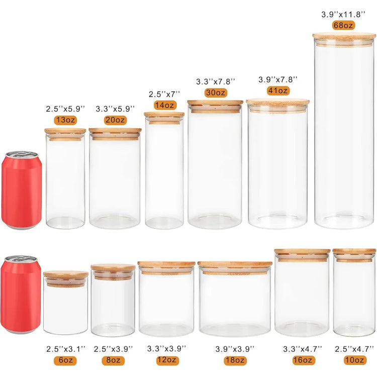 15-Piece 10oz Glass Jar Set with Bamboo Lids