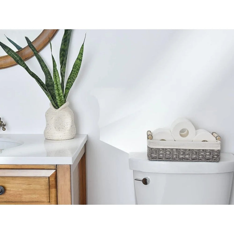 Small Wicker Storage Baskets with Liner – Pack of 2