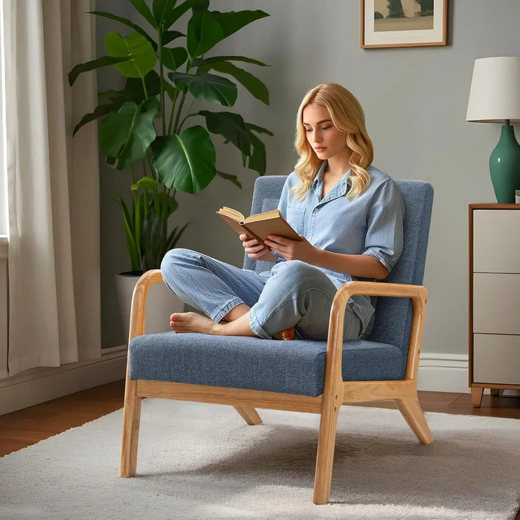 Mid-Century Modern Accent Chair with Lumbar Pillow