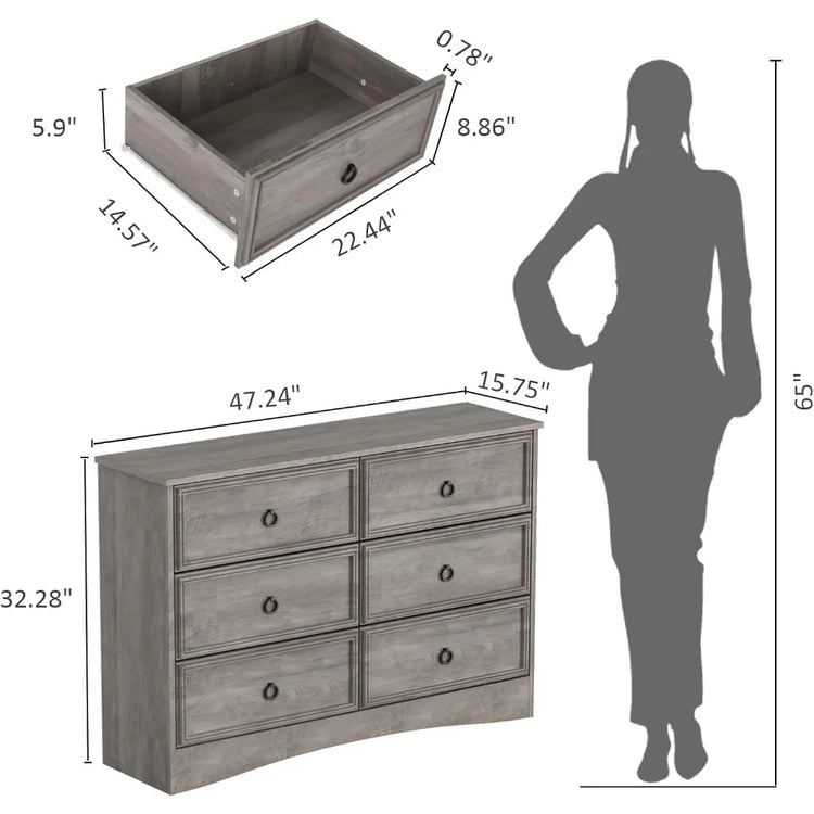 Modern 6-Drawer Dresser