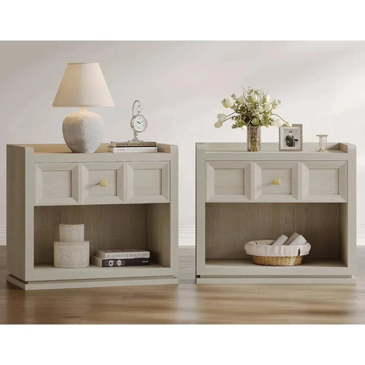 Set of 2 Modern Nightstands with Drawer