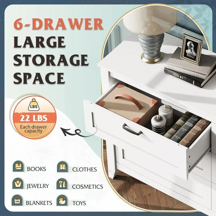 Retro 6-Drawer Dresser