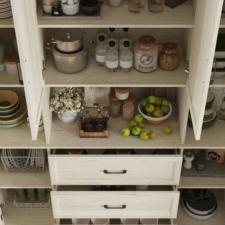 Modern Storage Cabinet with Hutch and Drawers