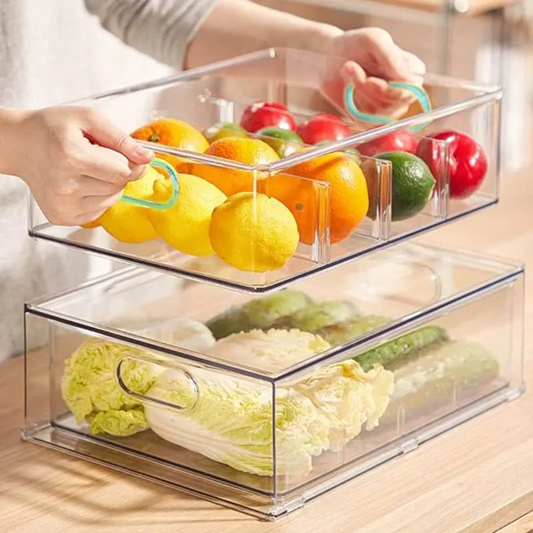 7-Piece Clear Fridge Organizer Bins with Handles