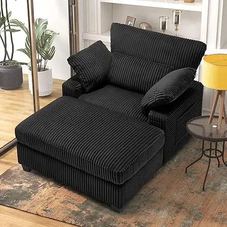 Oversized Indoor Chaise Longue Chair with Ottoman