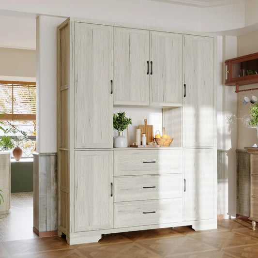 Modern Storage Cabinet with Hutch and Drawers