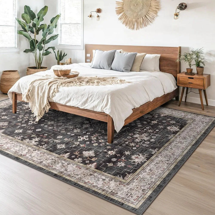 Boho 6x9 Black and Gold Area Rug