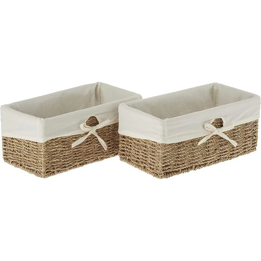 Seagrass Rectangular Shelf Baskets – Set of 2