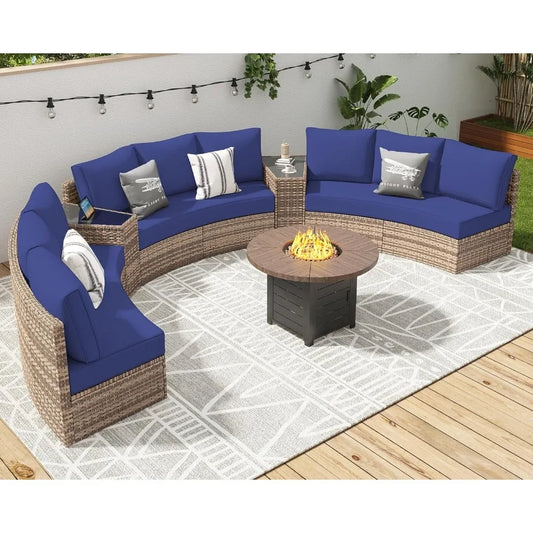 3-Piece Half-Moon Sectional Sofa Patio Set