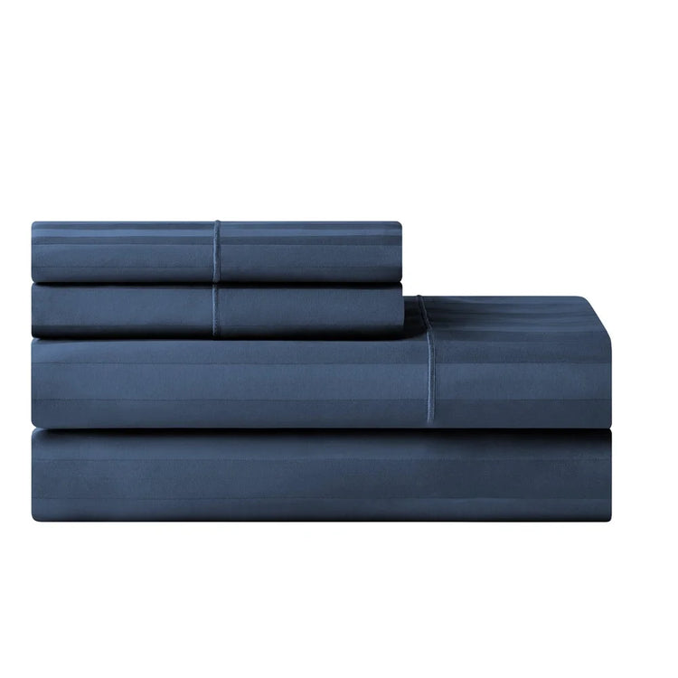 Navy Stripe Egyptian Cotton Full Sheet Set