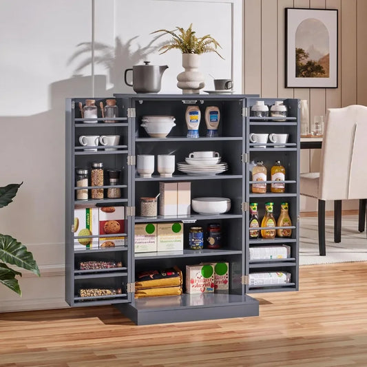 Kitchen Pantry Cabinet with Doors & Adjustable Shelves