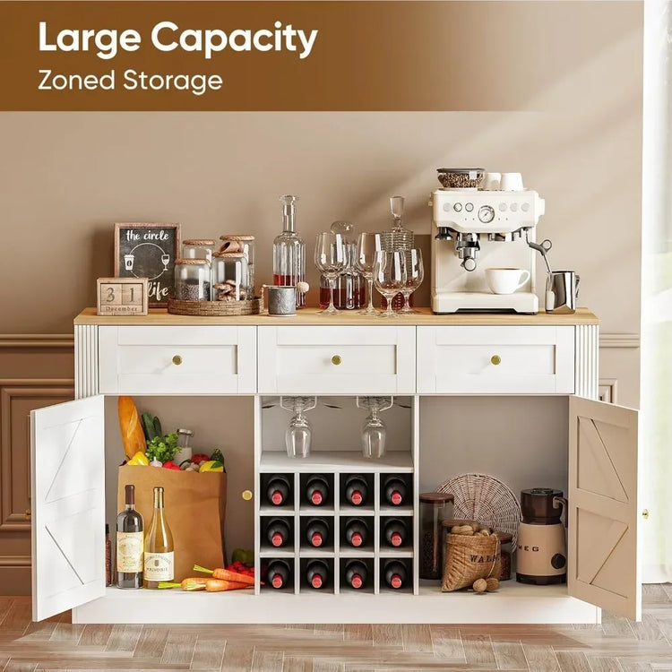 Farmhouse Wine Bar Cabinet with Storage