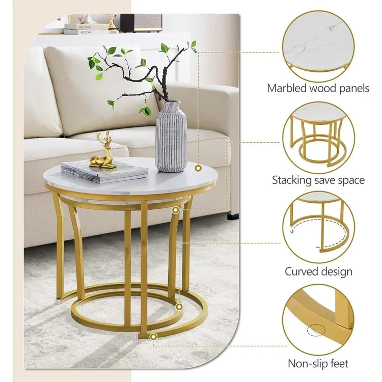 Round Nesting Coffee Tables Set of 2