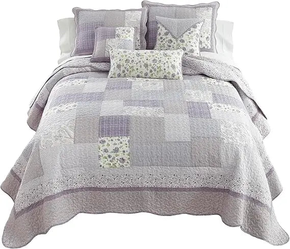 2-Piece Lavender Rose Twin Quilt Set