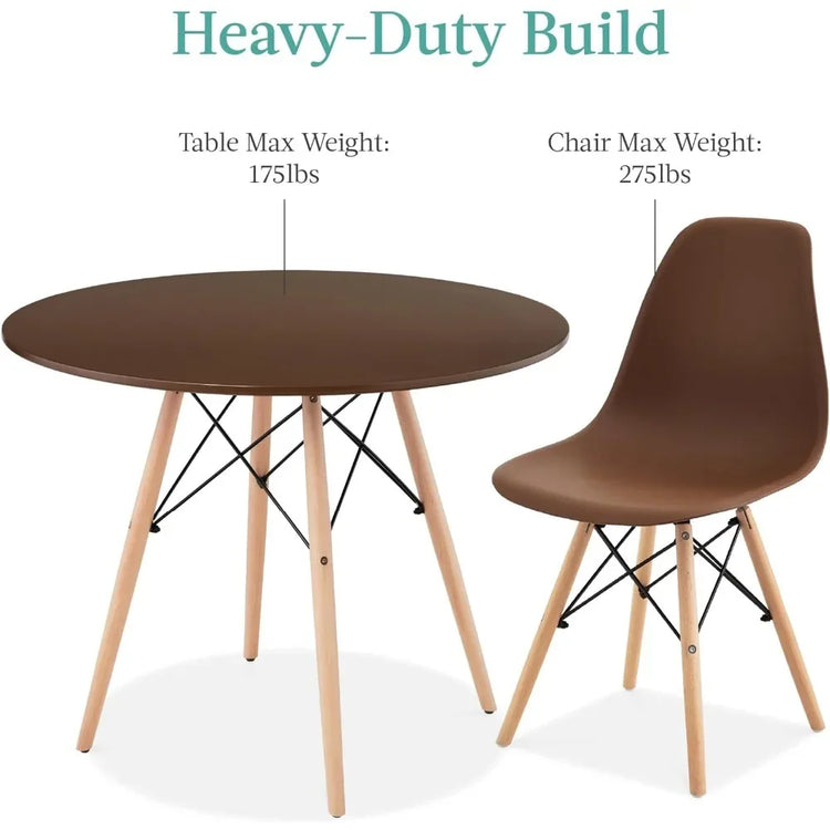 5-Piece Dining Set – Compact Mid-Century Modern Table