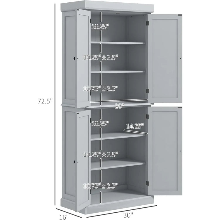 Tall Kitchen Pantry Cabinet with Doors & Shelves