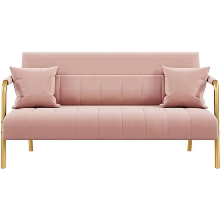 Velvet Sofa with Gold Metal Accents