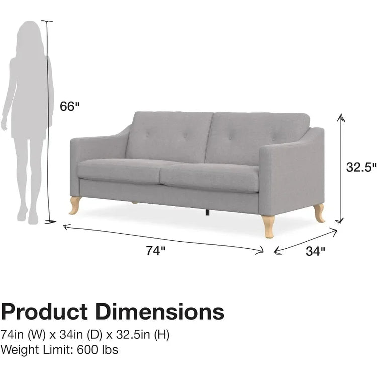 Light Gray Linen Sofa with Pocket Coil Cushions