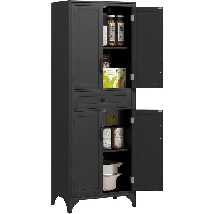 Tall Kitchen Pantry Cabinet with Drawer & Adjustable Shelves