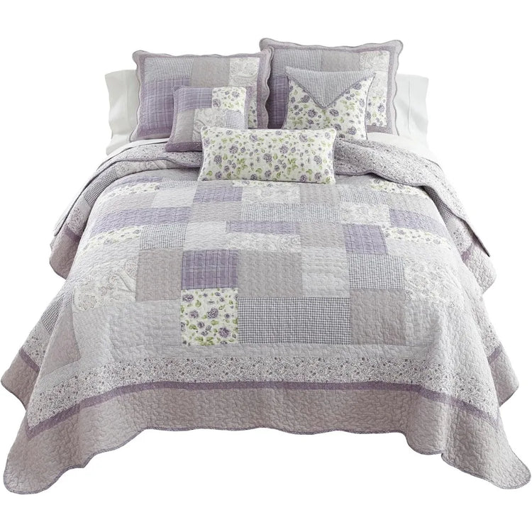 2-Piece Lavender Rose Twin Quilt Set
