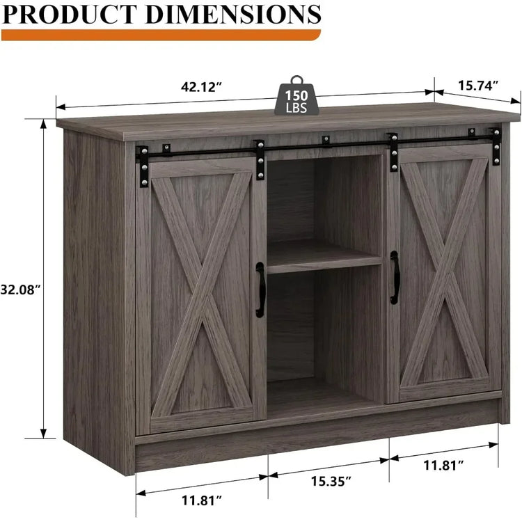 Farmhouse Coffee Bar Cabinet with Sliding Barn Door