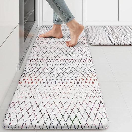 2-Piece Boho Cushioned Anti-Fatigue Kitchen Mats