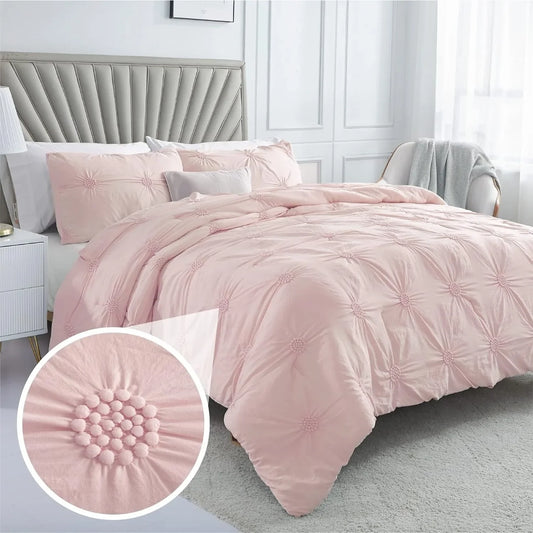 Blush Pink 3D Floral Full/Queen Comforter Set