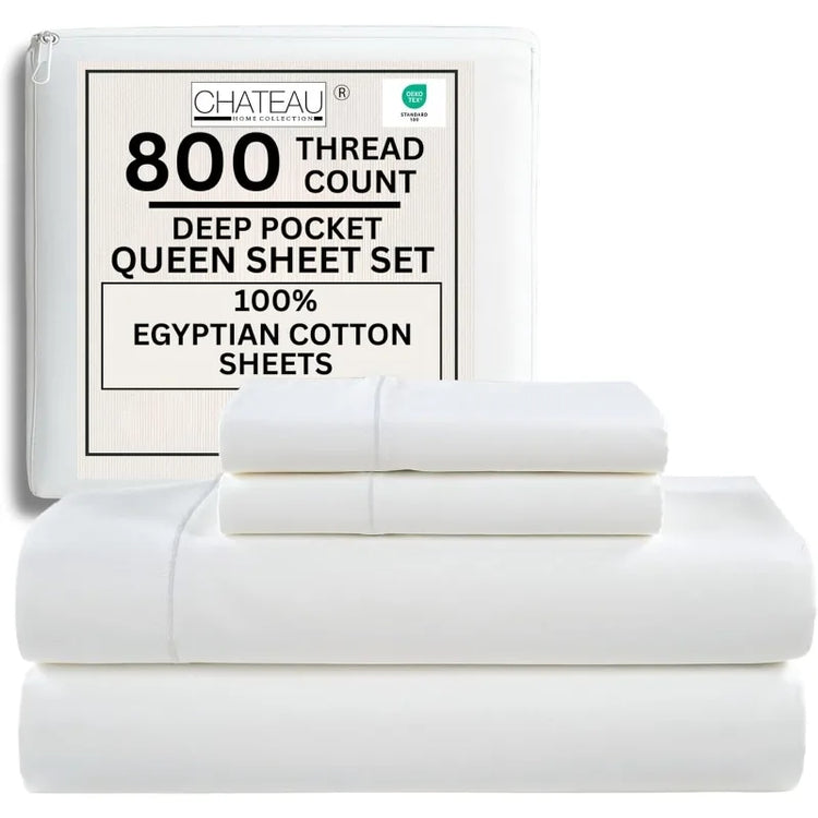 White Egyptian Cotton Queen Sheet Set