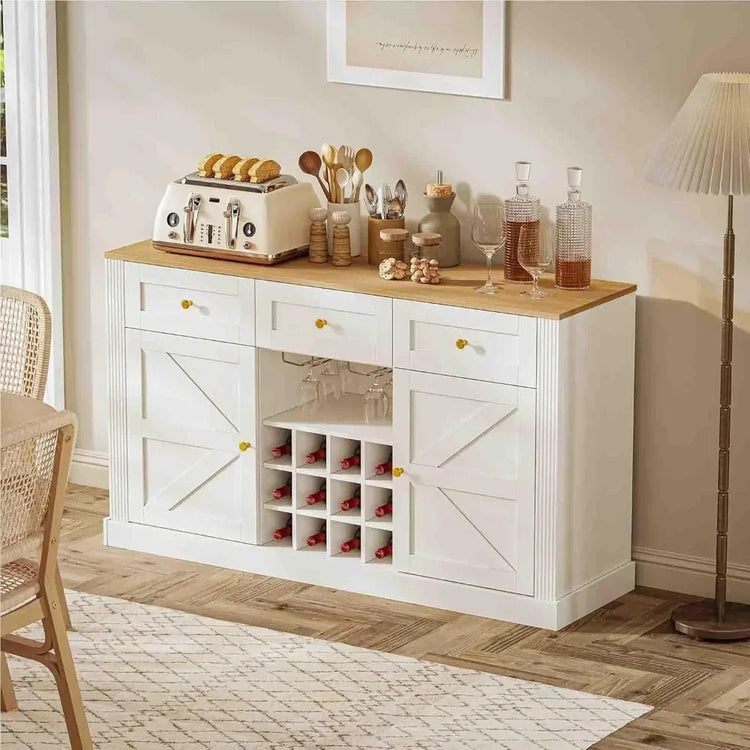 Farmhouse Wine Bar Cabinet with Storage