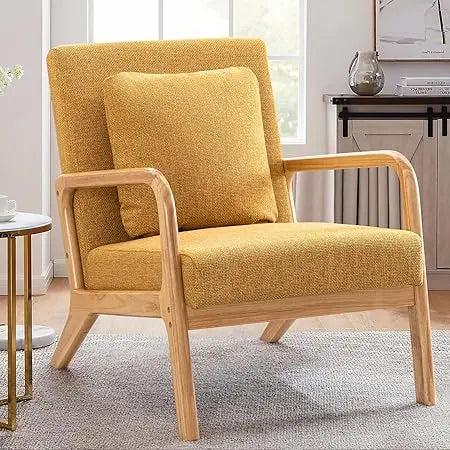 Mid-Century Modern Accent Chair with Lumbar Pillow