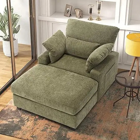 Oversized Indoor Chaise Longue Chair with Ottoman