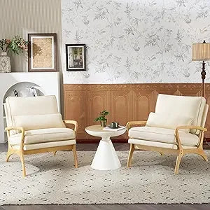 Mid-Century Modern Accent Chair with Lumbar Pillow