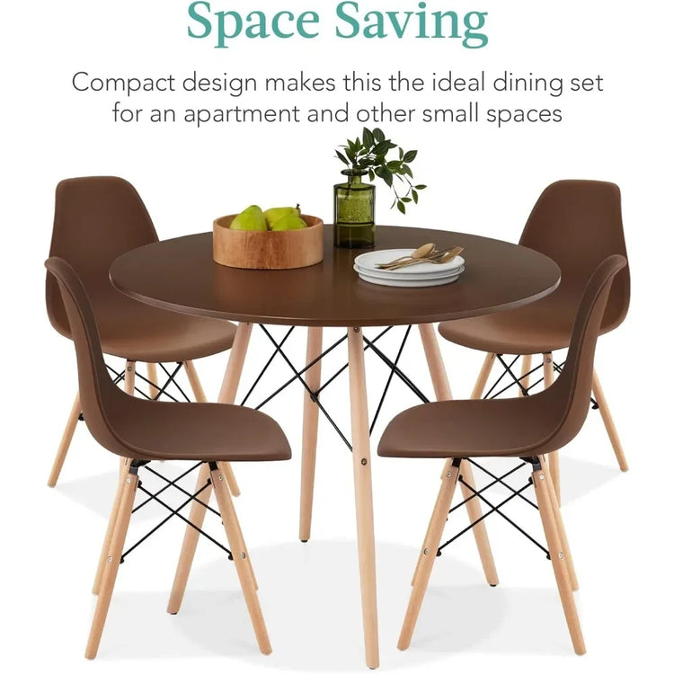 5-Piece Dining Set – Compact Mid-Century Modern Table