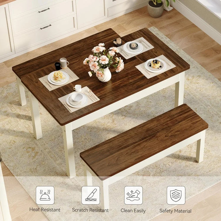 3-Piece Farmhouse Dining Set for Small Spaces
