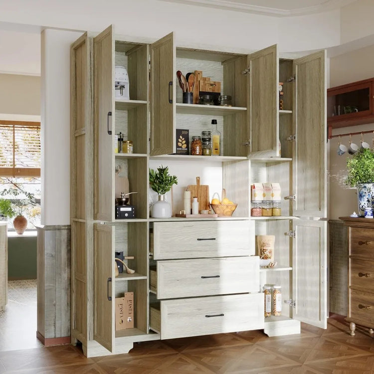 Modern Storage Cabinet with Hutch and Drawers