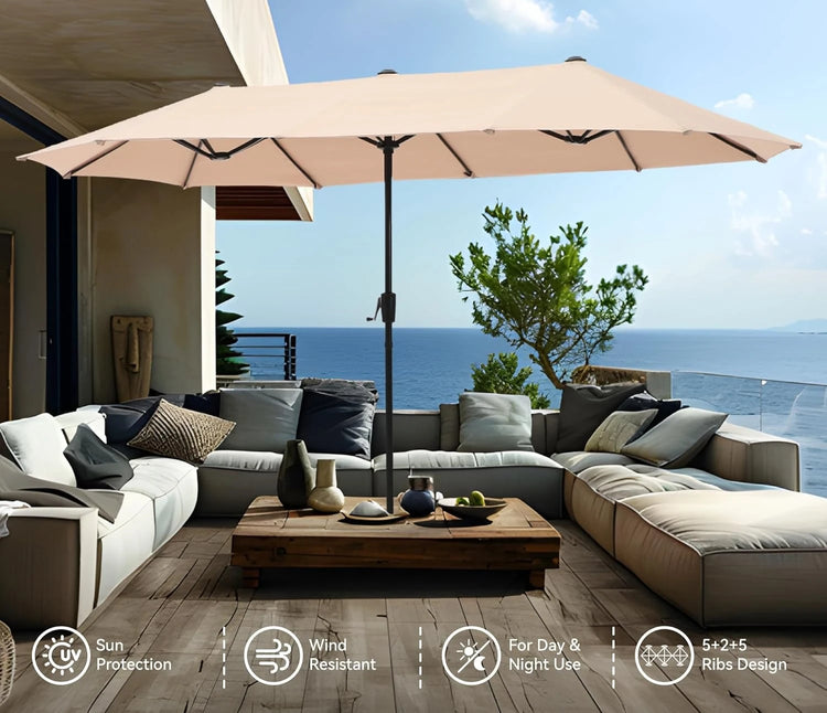 13 ft Double-Sided Patio Umbrella with Crank