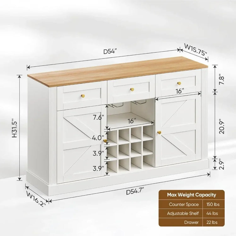 Farmhouse Wine Bar Cabinet with Storage
